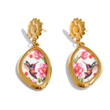 Acrylic Flower & Bird Drop Earrings