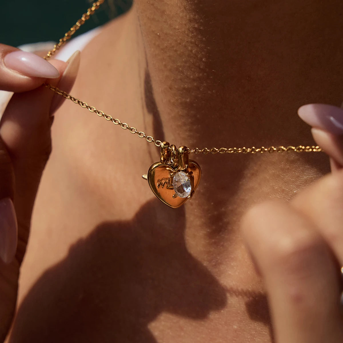 Heart Star Zircon Charm Necklace – Waterproof 18K Gold Plated Necklace | Ezra Gems
