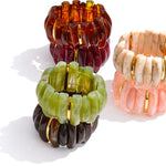 Wide Acrylic Resin Stretch Bangle – Waterproof 18K Gold Plated Bracelet | Ezra Gems
