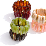 Wide Acrylic Resin Stretch Bangle – Waterproof 18K Gold Plated Bracelet | Ezra Gems