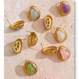 Candy Color Resin Heart Stud Earrings