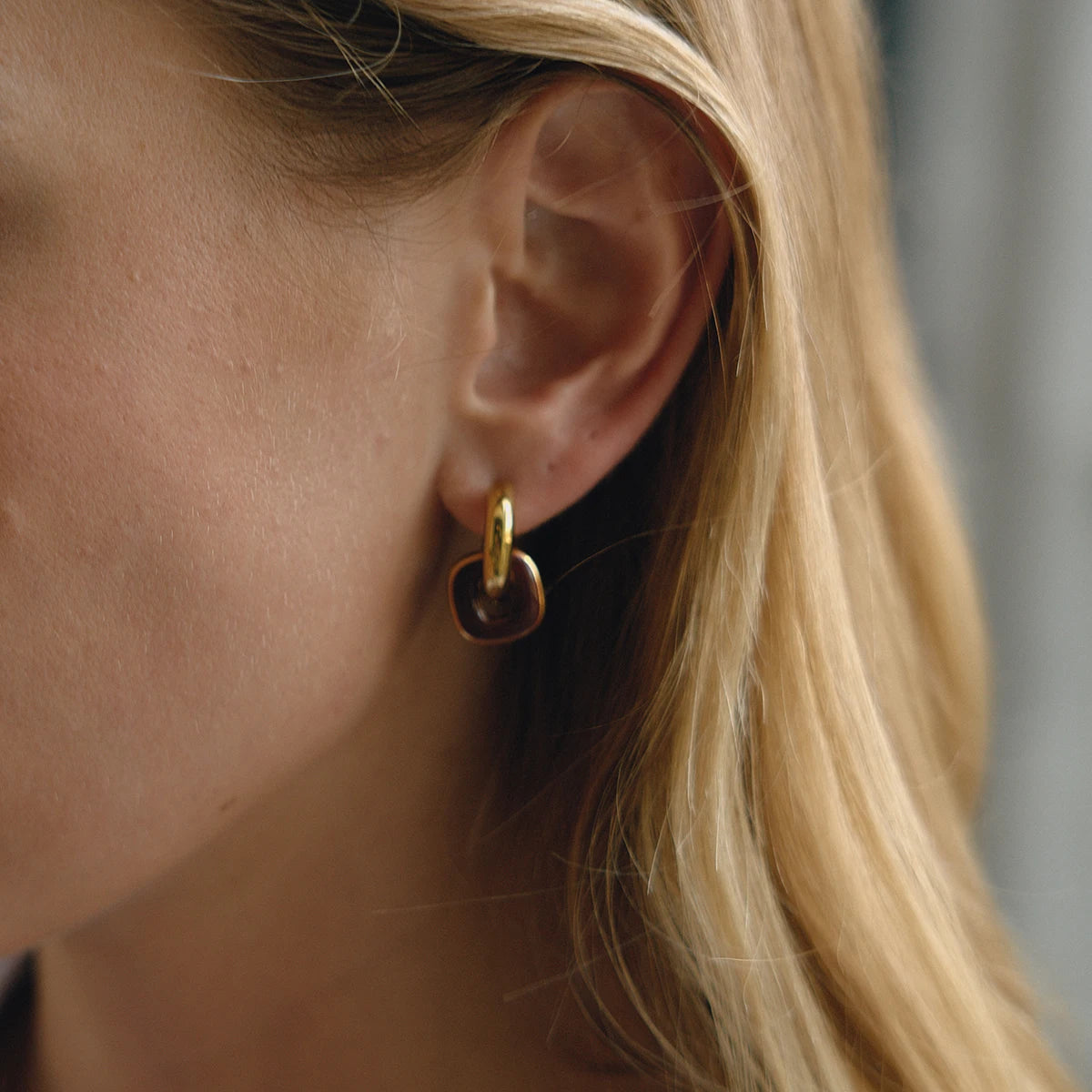 Enamel Double Ring Drop Earrings – Waterproof 18K Gold Plated Earrings | Ezra Gems