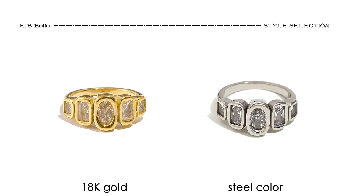 Geometric Clear Zircon Ring – Waterproof 18K Gold Plated Ring | Ezra Gems