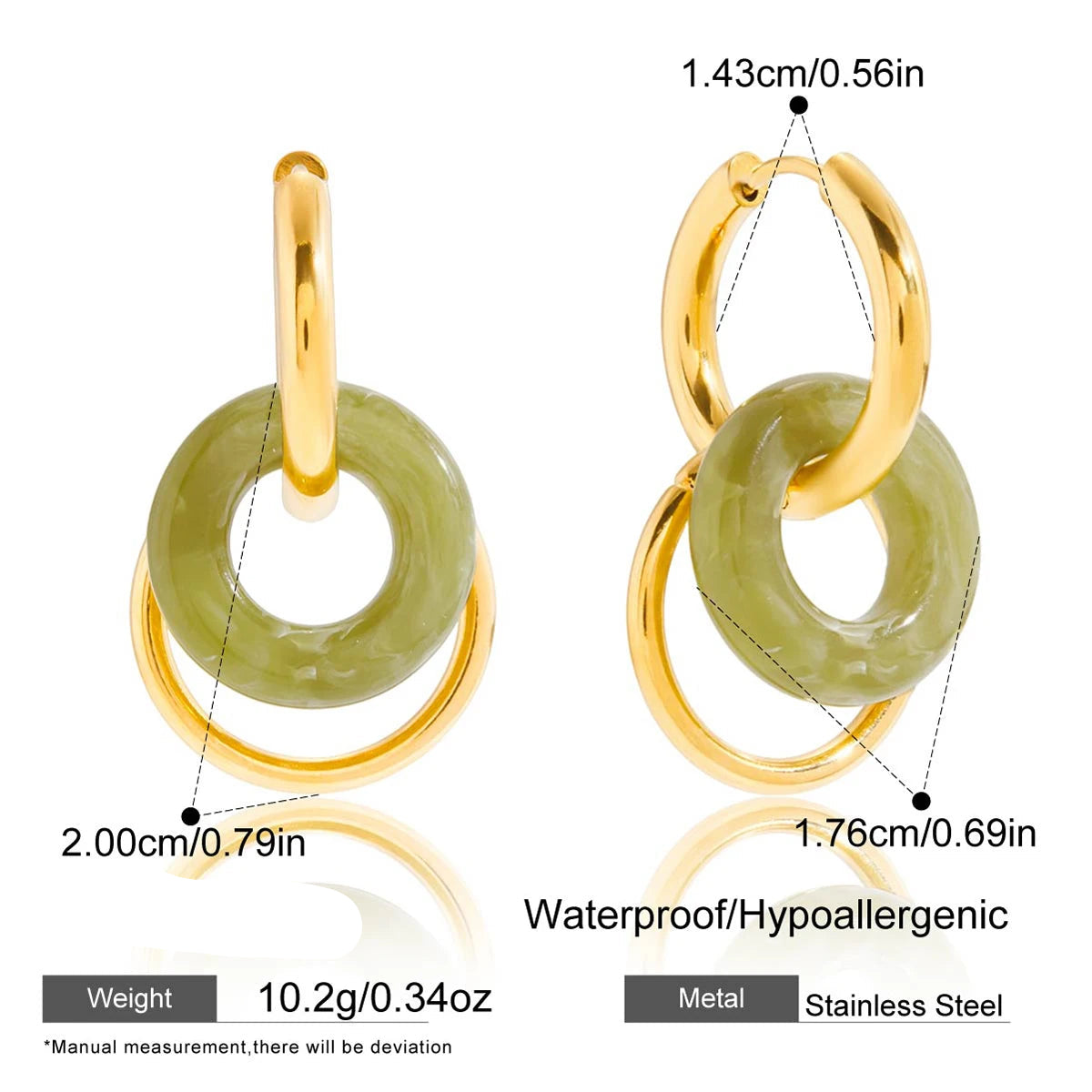 Vintage Resin Drop Earrings – Waterproof 18K Gold Plated Earrings | Ezra Gems