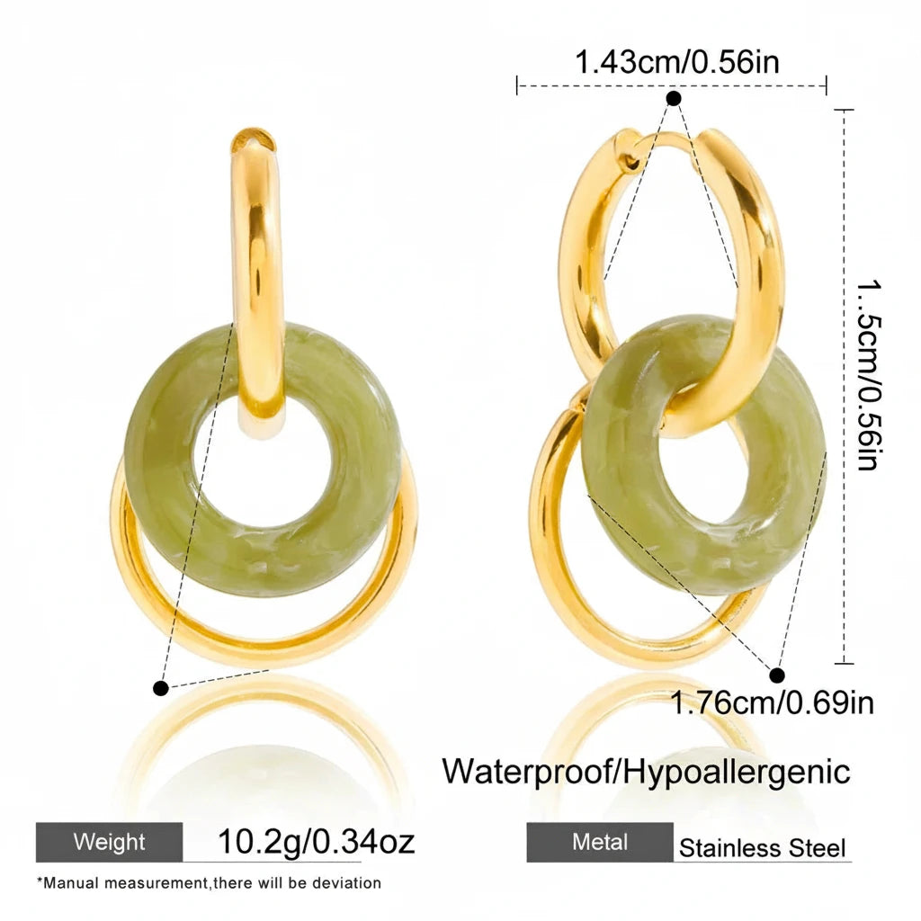 Vintage Resin Drop Earrings Style A – Waterproof 18K Gold Plated Earrings | Ezra Gems