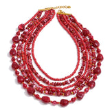 Layered Resin Bead Bib Necklace – Waterproof 18K Gold Plated Necklace | Ezra Gems