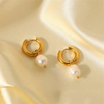 Single Pearl Drop Chain Earrings – Waterproof 18K Gold Plated Earrings | Ezra Gems