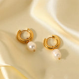 Single Pearl Drop Chain Earrings – Waterproof 18K Gold Plated Earrings | Ezra Gems
