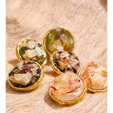 Round Resin Gold Stud Earrings – Waterproof 18K Gold Plated Earrings | Ezra Gems