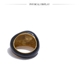 Black Enamel Geometric Ring