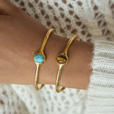 Oval Tiger Eye Stone Cuff Bangle – Waterproof 18K Gold Plated Bracelet | Ezra Gems