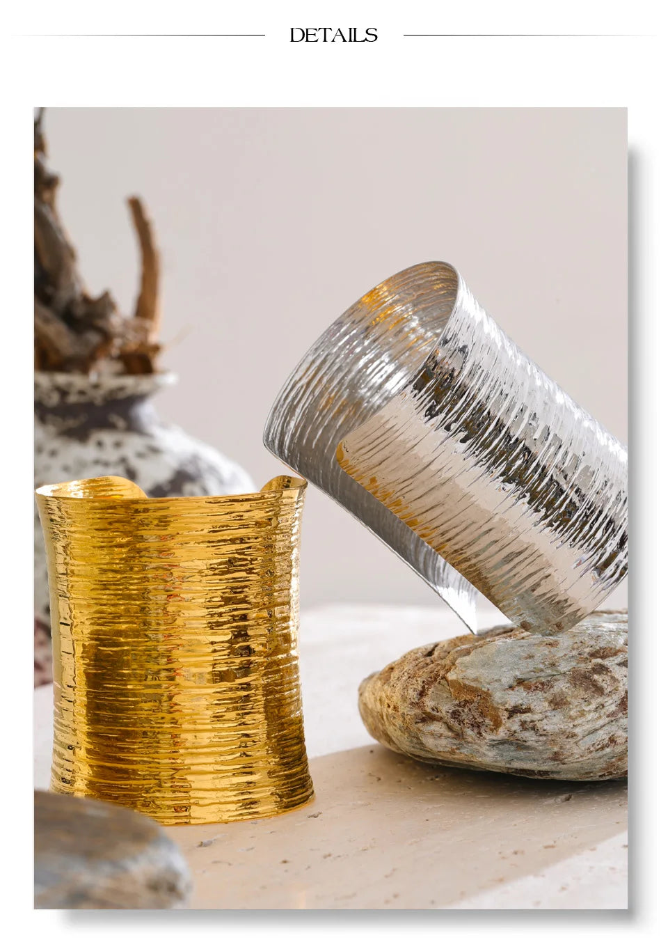 Statement Wide Metal Cuff Bracelet – Waterproof 18K Gold Plated Bracelet | Ezra Gems