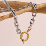 Two-Tone Spring Buckle Chain Necklace – Waterproof 18K Gold Plated Necklace | Ezra Gems