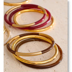 3-Circle Resin Bangle Set – Waterproof 18K Gold Plated Bracelet | Ezra Gems