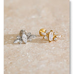 Shiny Cubic Zirconia Flat Back Earring – Waterproof 18K Gold Plated Earring | Ezra Gems