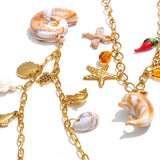 Shell Resin Ocean Charm Pendant Necklace – Waterproof 18K Gold Plated Necklace | Ezra Gems