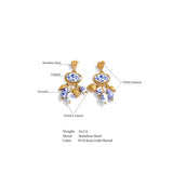 Blue Ceramic Flower Drop Earrings