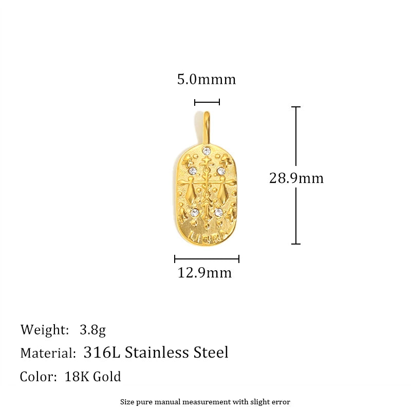 Constellation Square Pendant Necklace – Waterproof 18K Gold Plated Necklace | Ezra Gems