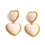 Sweet Acrylic Resin Heart Drop Earrings – Waterproof 18K Gold Plated Earrings | Ezra Gems
