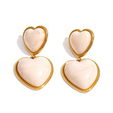 Sweet Acrylic Resin Heart Drop Earrings – Waterproof 18K Gold Plated Earrings | Ezra Gems