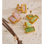 Acrylic Rectangle Stud Earrings – Waterproof 18K Gold Plated Earrings | Ezra Gems