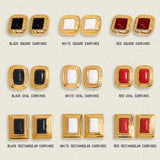 Retro Agate Geometric Stud Earrings