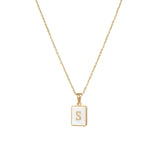 Mother of Pearl Initial Necklace – Waterproof 18K Gold Plated Necklace | Ezra Gems
