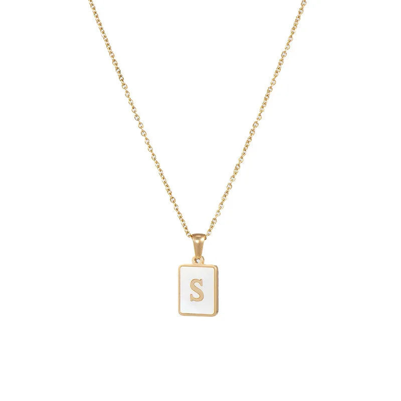 Mother of Pearl Initial Necklace – Waterproof 18K Gold Plated Necklace | Ezra Gems