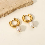Single Pearl Drop Chain Earrings – Waterproof 18K Gold Plated Earrings | Ezra Gems