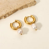 Single Pearl Drop Chain Earrings – Waterproof 18K Gold Plated Earrings | Ezra Gems