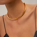 Smooth Glossy Stainless Steel Choker – Waterproof 18K Gold Plated Necklace | Ezra Gems