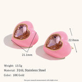 Heart Zircon Inlay Earrings – Waterproof 18K Gold Plated Earrings | Ezra Gems