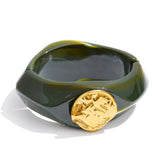 Wide resin statement bangle in light green — tarnish-free everyday bracelet