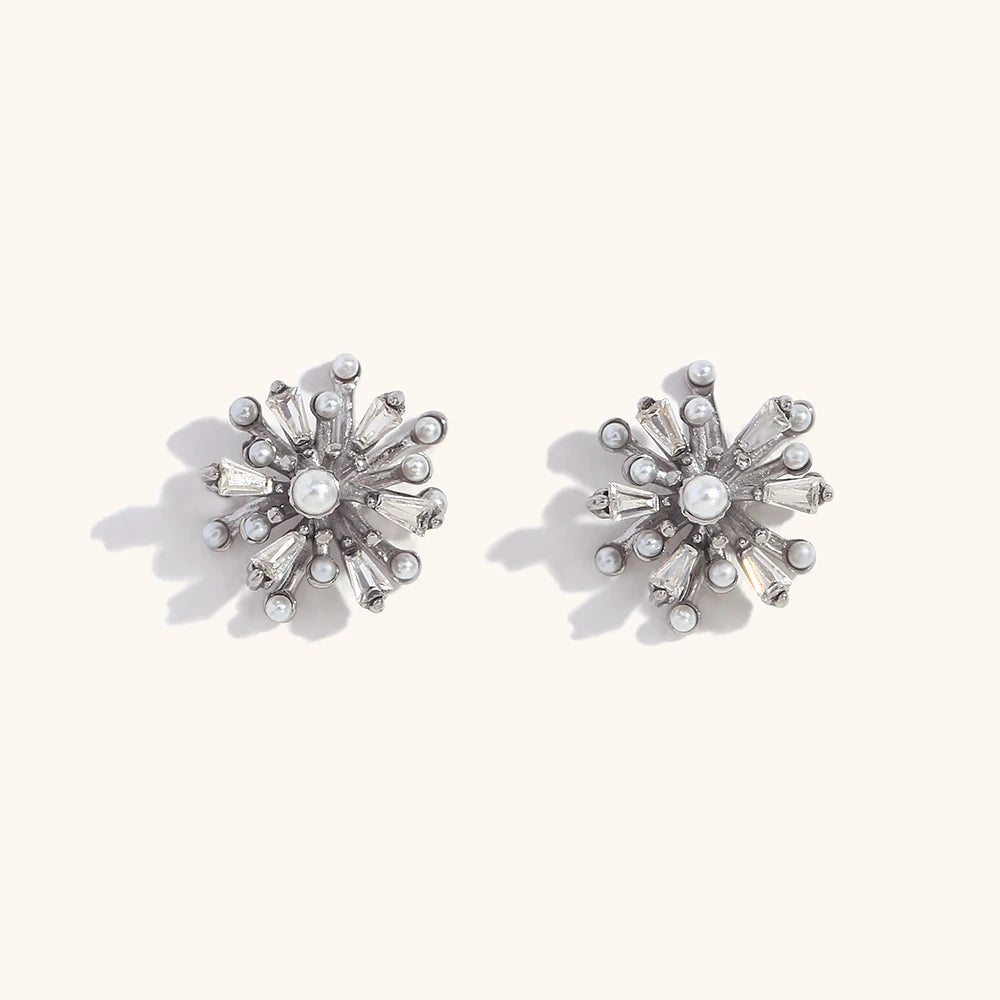 Hiphop Pearl Zircon Earrings – Waterproof 18K Gold Plated Earrings | Ezra Gems
