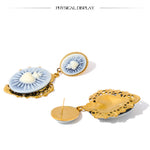 Resin Heart Flower Drop Earrings – Waterproof 18K Gold Plated Earrings | Ezra Gems