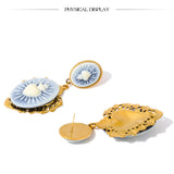Resin Heart Flower Drop Earrings – Waterproof 18K Gold Plated Earrings | Ezra Gems