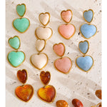 Sweet Acrylic Resin Heart Drop Earrings – Waterproof 18K Gold Plated Earrings | Ezra Gems
