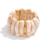 Wide Acrylic Resin Stretch Bangle – Waterproof 18K Gold Plated Bracelet | Ezra Gems