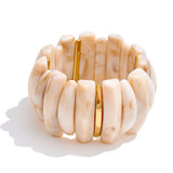 Wide Acrylic Resin Stretch Bangle – Waterproof 18K Gold Plated Bracelet | Ezra Gems