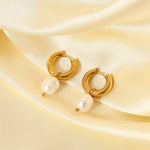 Single Pearl Drop Chain Earrings – Waterproof 18K Gold Plated Earrings | Ezra Gems