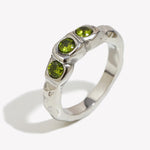 Three Stone Green Zircon Ring – Waterproof 18K Gold Plated Ring | Ezra Gems