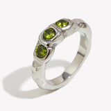 Three Stone Green Zircon Ring – Waterproof 18K Gold Plated Ring | Ezra Gems