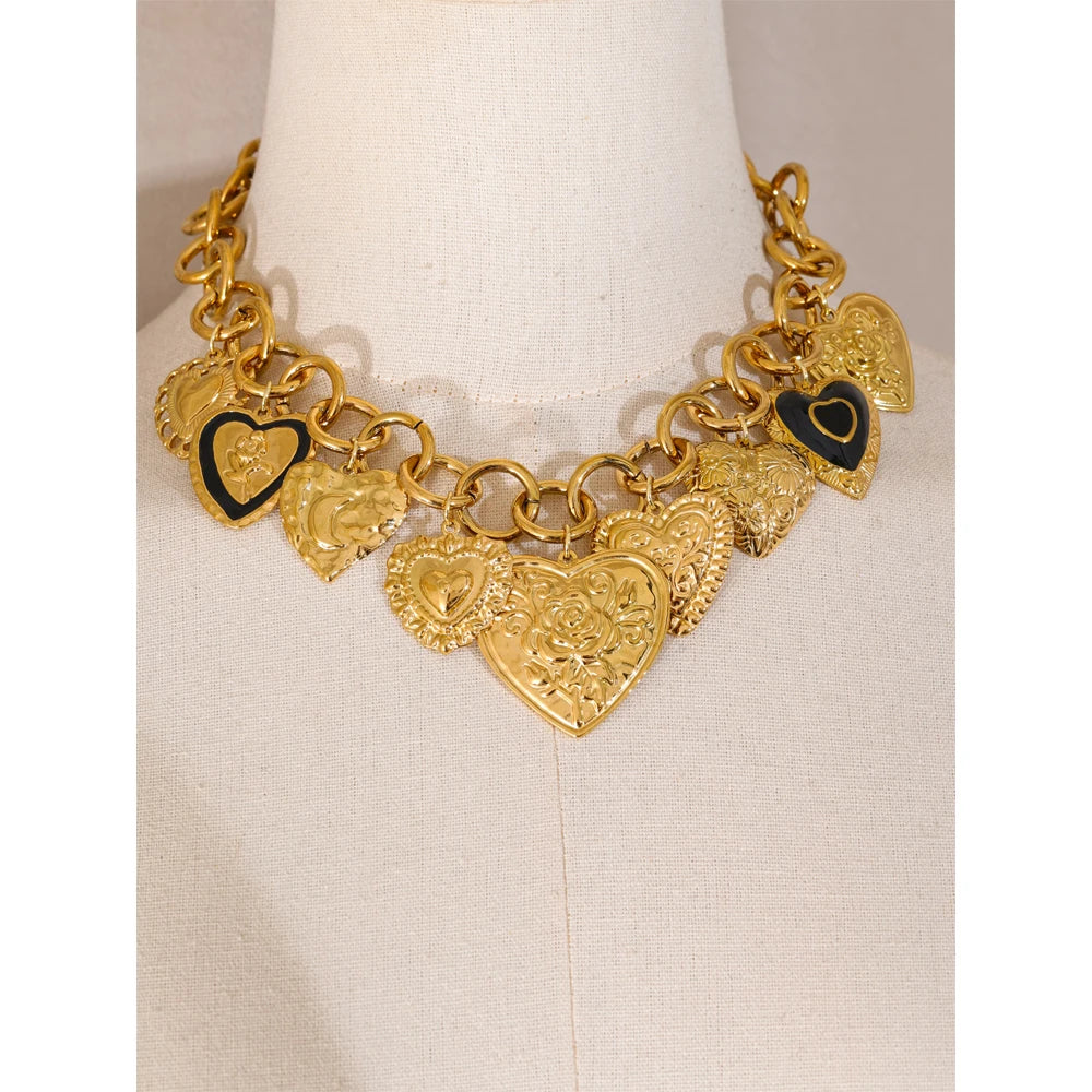 Heart Charm Pendant Necklace – Waterproof 18K Gold Plated Necklace | Ezra Gems