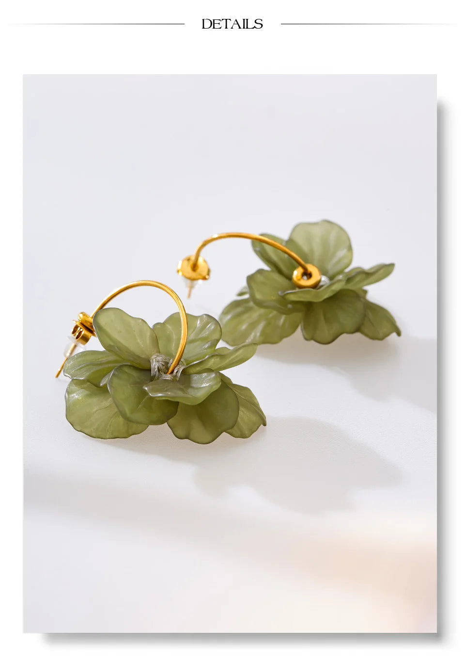 Resin Acrylic Flower Petal Drop Earrings – Waterproof 18K Gold Plated Earrings | Ezra Gems