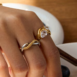 Irregular Geometric White Zircon Ring – Waterproof 18K Gold Plated Ring | Ezra Gems