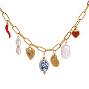 Conch Heart Porcelain Chili Pendant Necklace — waterproof hypoallergenic stainless steel 18K gold-plated jewelry | Ezra Gems