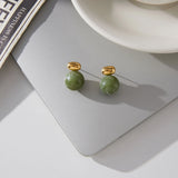 Green Resin Stud Earrings