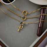 Circle Cross Pendant Necklace – Waterproof 18K Gold Plated Necklace | Ezra Gems