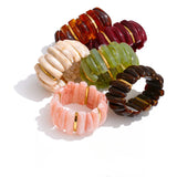 Wide Acrylic Resin Stretch Bangle – Waterproof 18K Gold Plated Bracelet | Ezra Gems