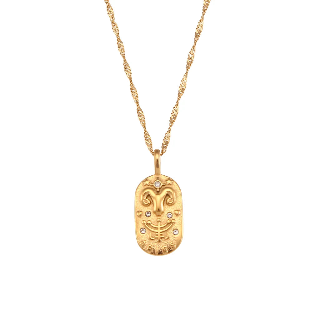 Constellation Square Pendant Necklace – Waterproof 18K Gold Plated Necklace | Ezra Gems
